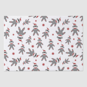 Sock Monkey Wearing Santa Hat Christmas Pattern Tissue Paper
