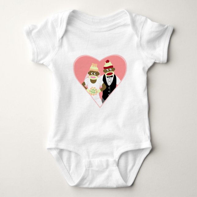 Sock Monkey Wedding Baby Bodysuit (Front)