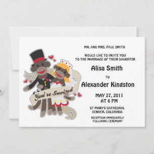 SOCK MONKEY Wedding Invitations Announcements