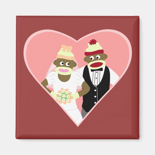 Sock Monkey Wedding Magnet (Front)