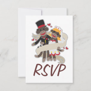 SOCK MONKEY Wedding RSVP Invitations Announcements