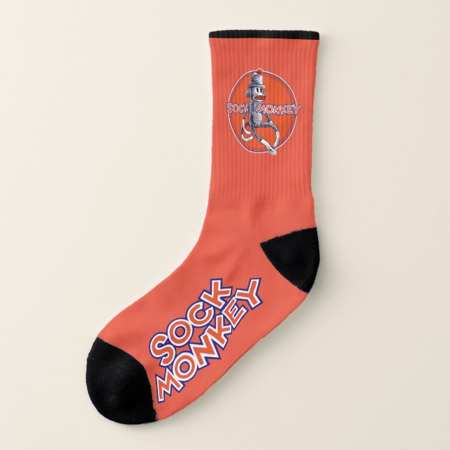 Sock Monkey Women's Orange Socks (Left Outside)