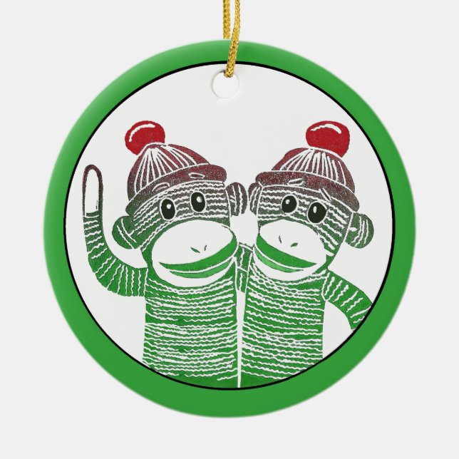 Sock Monkeys Circle Ornament (Front)