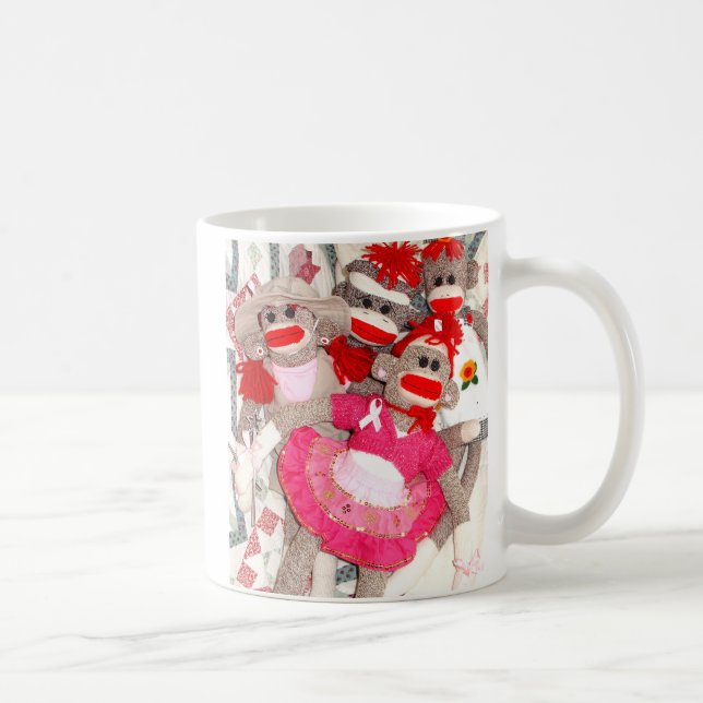 Sock Monkeys for the Cure Pink Ribbon Mug (Right)