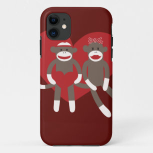 Sock Monkeys in Love Hearts Valentine's Day Gifts Case-Mate iPhone Case