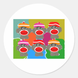 Sock Monkeys Pop Art Art Gifts Classic Round Sticker