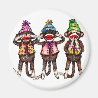 Sock Monkeys-See, Hear, Speak No Evil Magnet