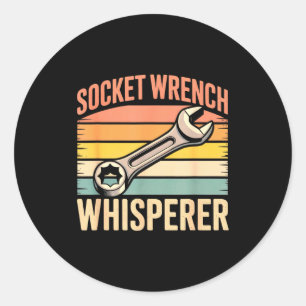 Socket Wrench Whisperer Retro Mechanic Crew Auto T Classic Round Sticker