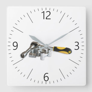 Socket wrenches square wall clock