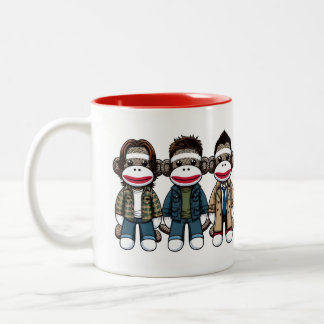 SockMonkey Hunter Brothers and their Angel Friend Two-Tone Coffee Mug