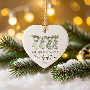 Socks Christmas as a Family of Four Ceramic Tree Decoration