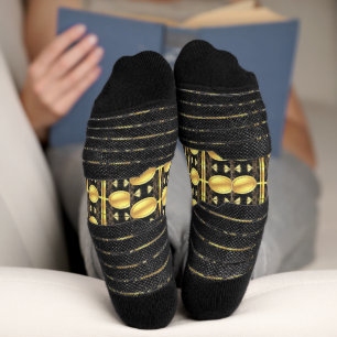 Socks Gold Black Abstract Pattern