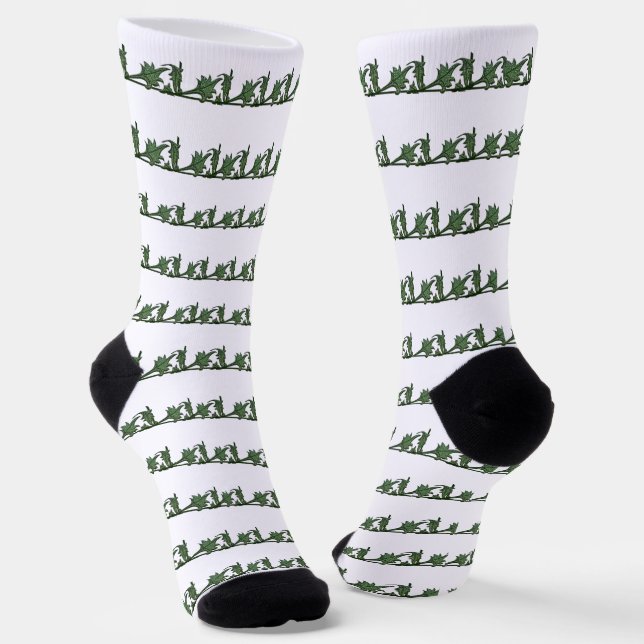 Socks - Green Angle Iron Leaves (Angled)