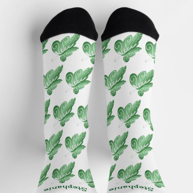 Socks Green Butterfly Design (Top)