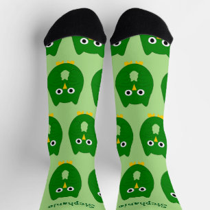 Socks Green Owl Design