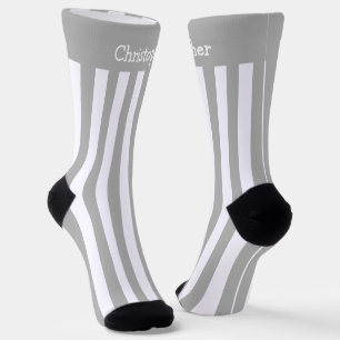 Socks Grey And White Stripes Design