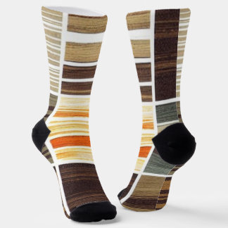 Socks Modern Autumn Wavy Lines Earth Tones