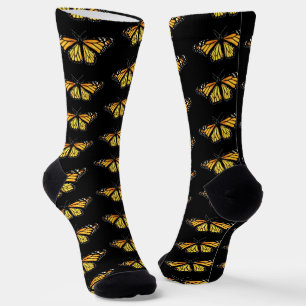 Socks - Monarch Butterflies on Black 