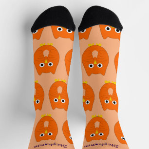 Socks Orange Owl Design
