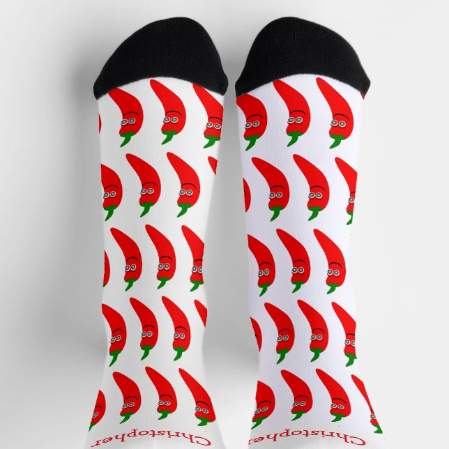 Socks Red Chilli Pepper Design (Top)