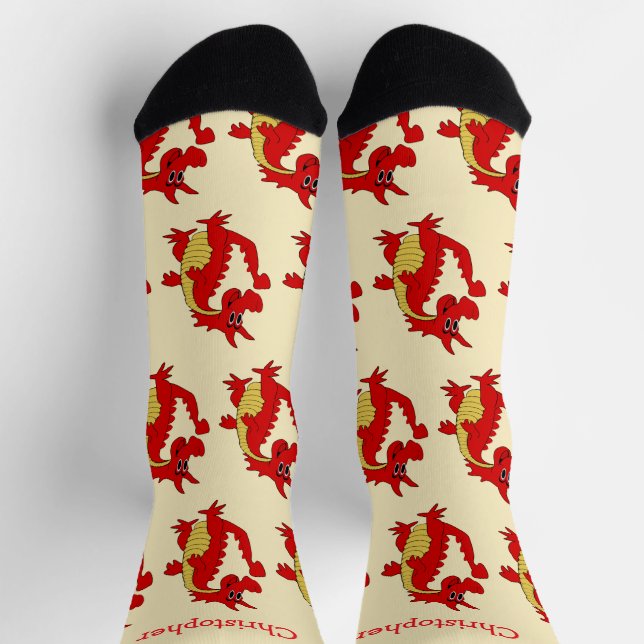 Socks Red Dragon Design (Top)