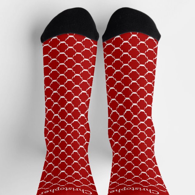 Socks Red Moroccan Pattern Design (Top)