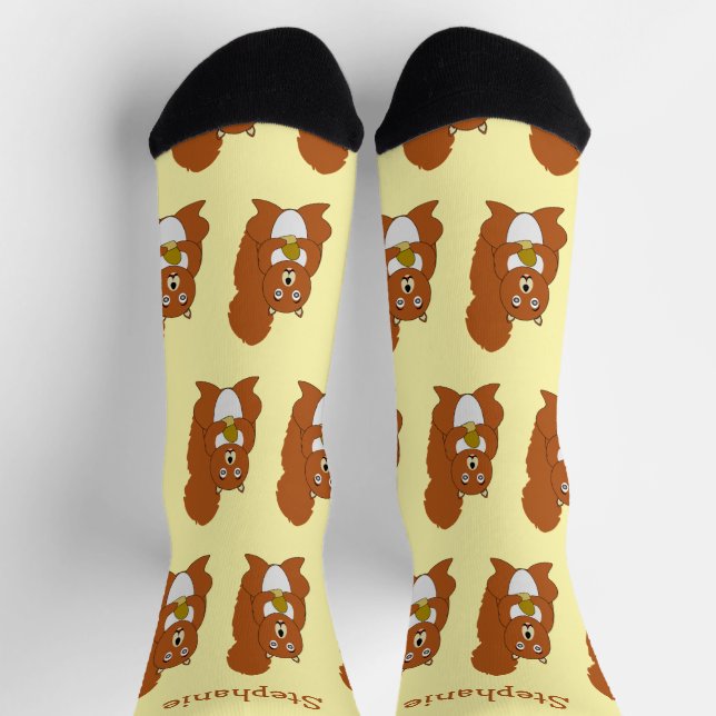 Socks Red Squirrel Design (Top)