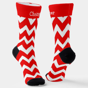 Socks Red Zig Zag Design