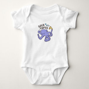 Socktopus Blue Octopus With Sock Funny Meme Baby Bodysuit