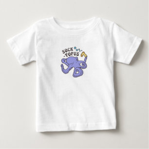 Socktopus Blue Octopus With Sock Funny Meme Baby T-Shirt