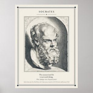 Socrates Engraved Bust The Unexamined Life Poster
