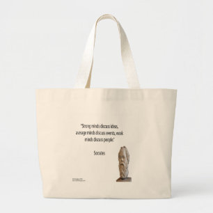 Socrates & Famous "Minds" Quote Large Tote Bag