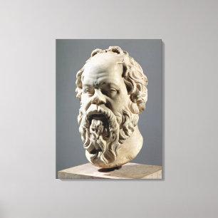 Socrates, marble head, copy from a bronze from the canvas print