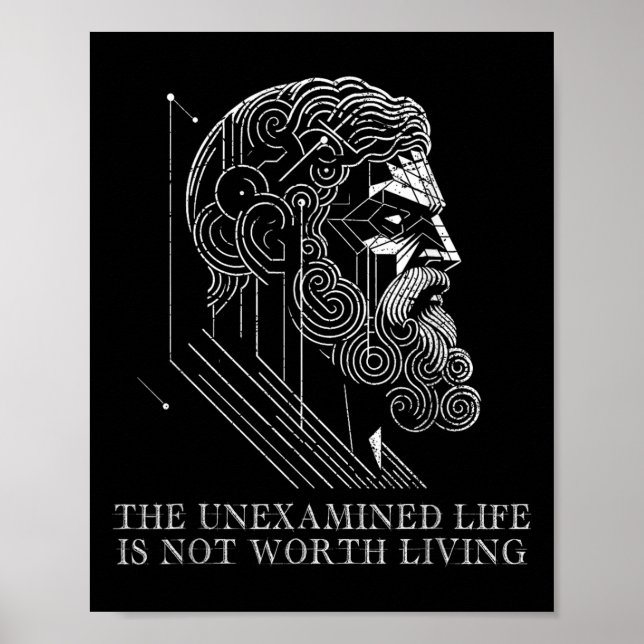Socrates Quote Stoicism Saying Unexamined Life Phi Poster (Front)