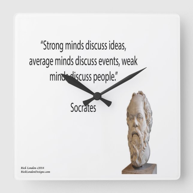 Socrates & Strong Minds Quote Wall Clock (Front)