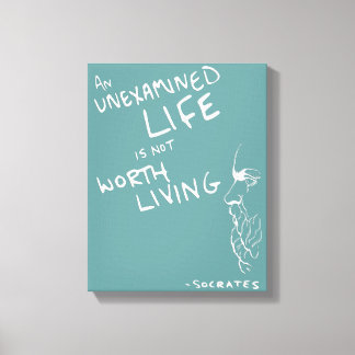 Socrates'  "Unexamined Life" Quote Canvas (Blue) Print