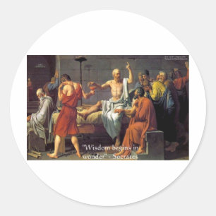 Socrates "Wisdom/Wonder" Quote Gifts Tees & Cards Classic Round Sticker