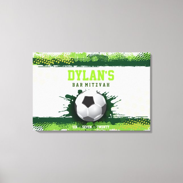 SOCSIN IN GREEN Bar Mitzvah Sign In Memory Board (Front)