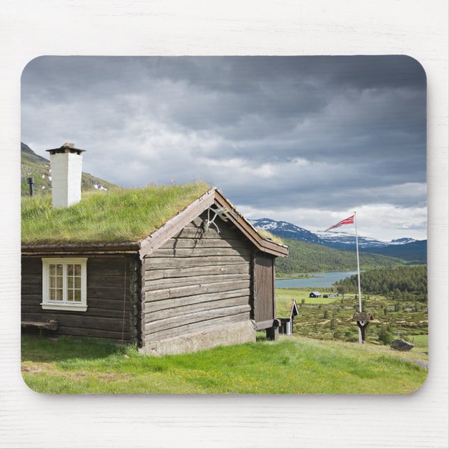 Sod roof log cabin in Norway mousepad (Front)