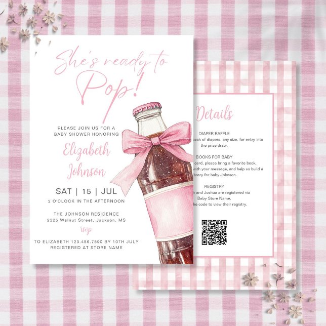Soda Bottle Pink Bow Baby Shower All In One Invitation (Soda Bottle Pink Bow Baby Shower All In One Invitation)