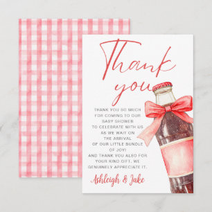 Soda Bottle Red Bow Baby Shower Thank You Card