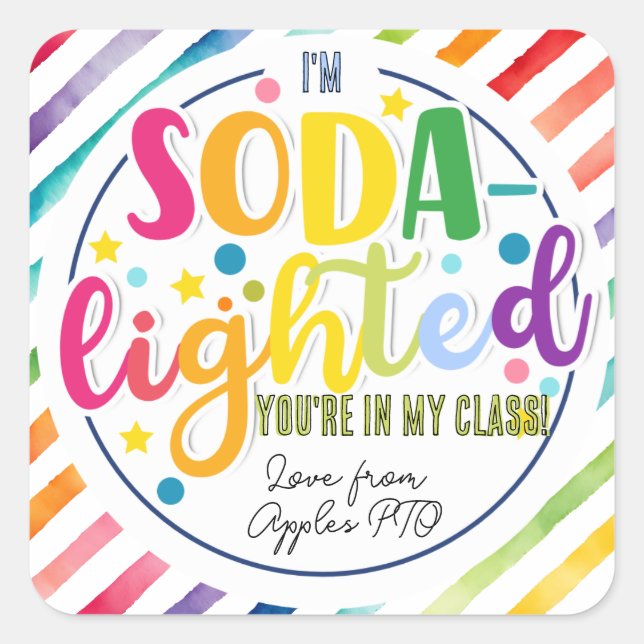 soda- lightful appreciation square sticker (Front)