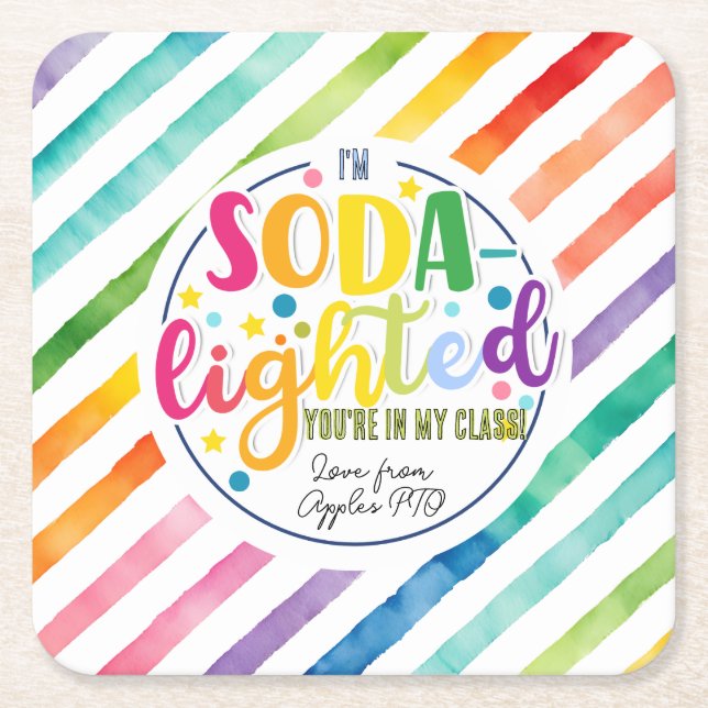 soda- lightful appreciation square sticker square paper coaster (Front)