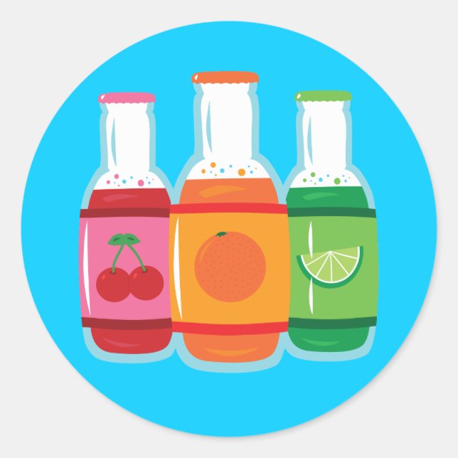 Soda Pop Bottles Classic Round Sticker (Front)