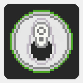 Soda Pop Can Pixel Art - Green Square Sticker