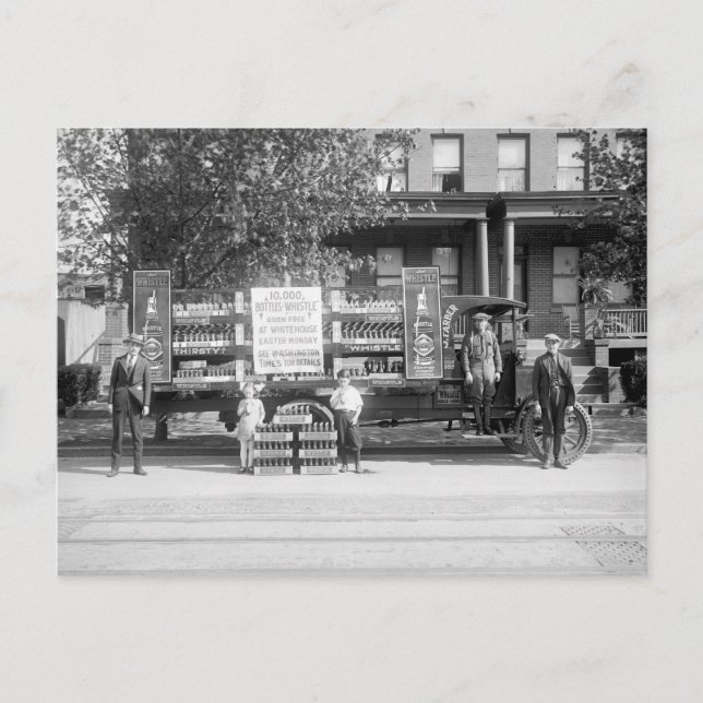 Soda Pop Delivery Truck, early 1920s Postcard (Front)