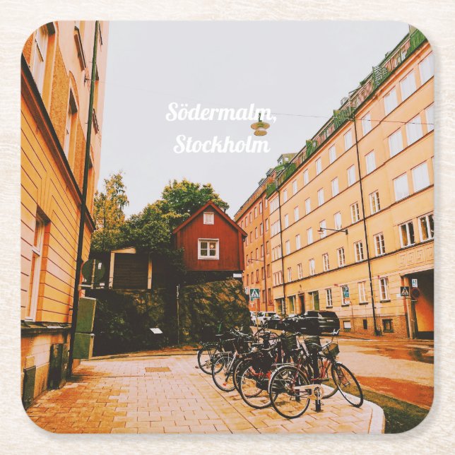 Södermalm, Stockholm, Sweden Square Paper Coaster (Front)