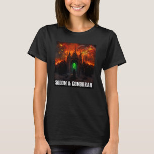 Sodom and Gomorrah City Burns With Angel and Churc T-Shirt