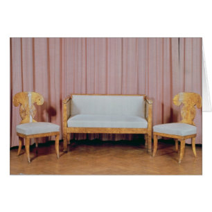 Sofa and two chairs, Karelian birch, 1810-20