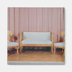 Sofa and two chairs, Karelian birch, 1810-20 Magnet